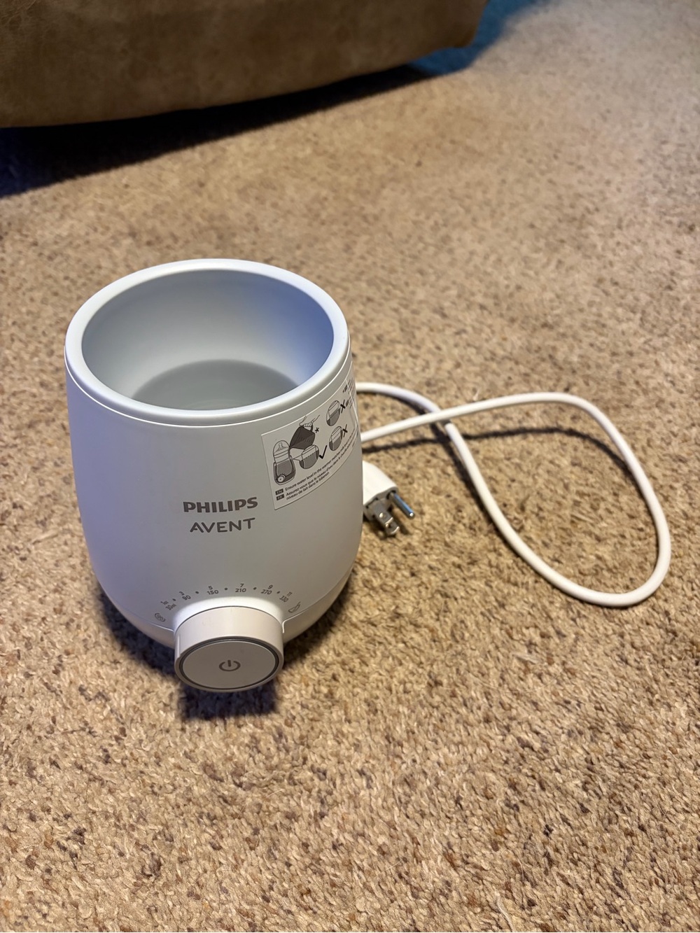 Philips Avent White Baby Bottle Warmer with Adjustable Dial